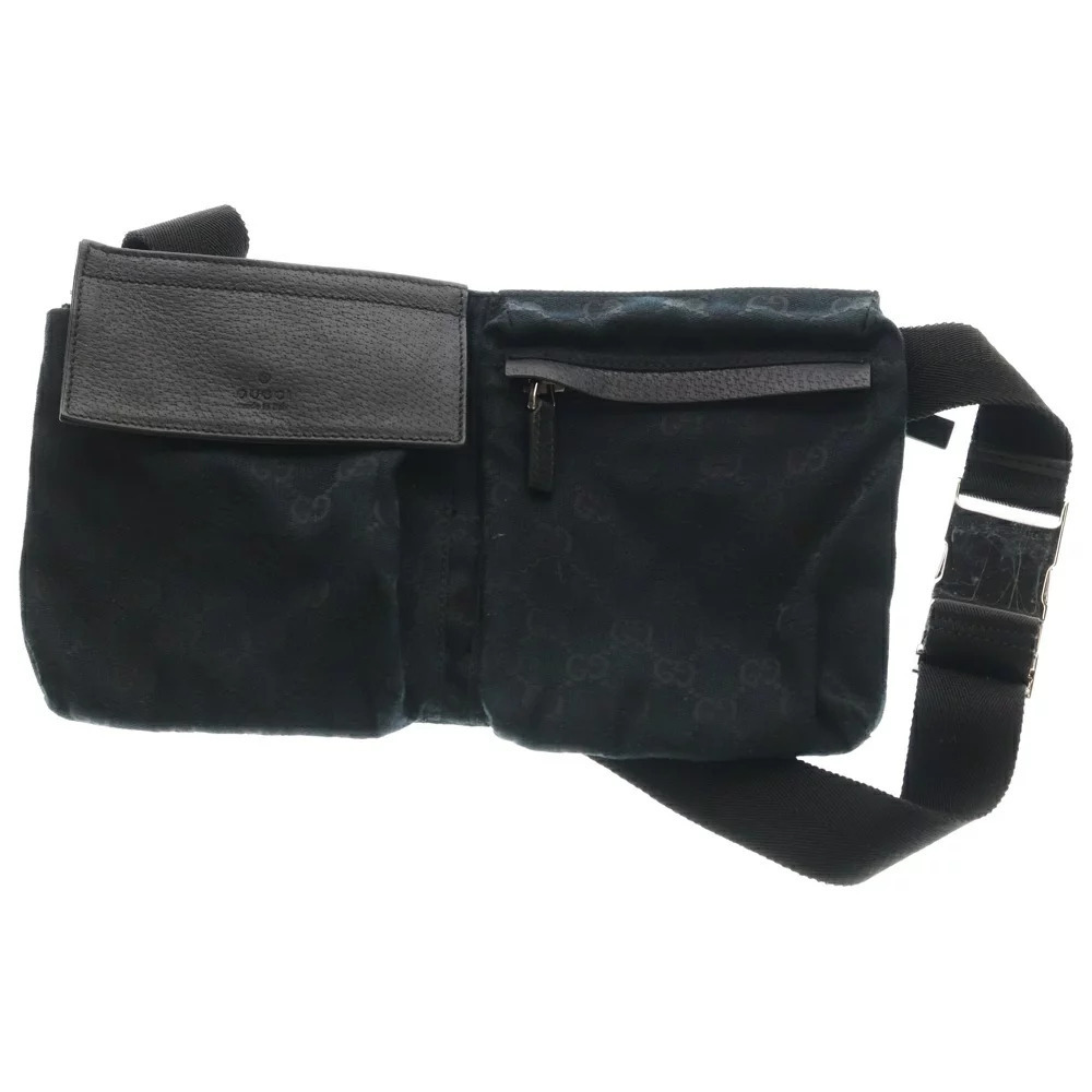 GUCCI GG Canvas Body Bum Crossbody Belt Bag Black